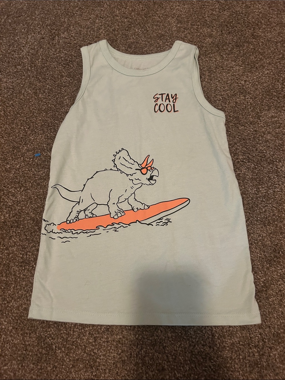 Carter's Mint Tank with Orange Surf Dino Graphic